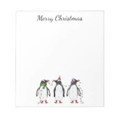 Bloc-note Trois Pingouins Festifs De Noël Avec Texte Personn (Devant)