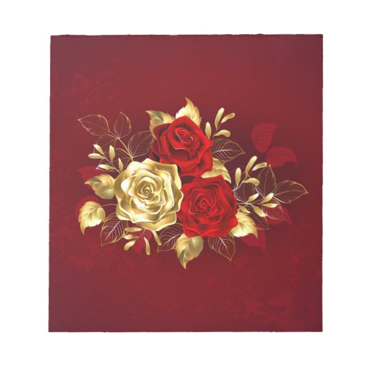 Bloc-note Trois roses en bijoux (Devant)