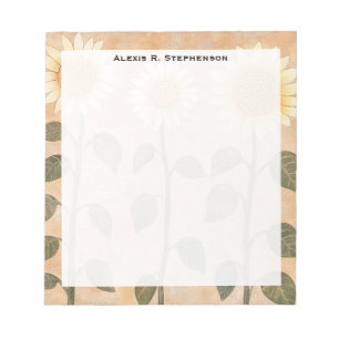 Bloc-note Trois tournesols terracotta Cottagecore Monogram