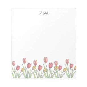 Bloc-note Trois Tulipes crayon couleur, stylo et encre Note