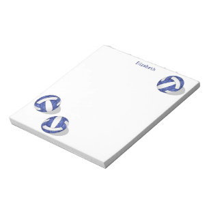 Bloc-note trois volleyballs blancs bleus personnalisés