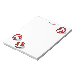 Bloc-note trois volleyballs blancs rouges personnalisés