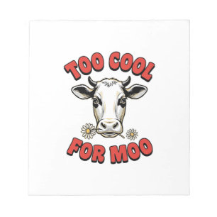 Bloc-note Trop Cool Pour Moo Vache Drôle Vintage Design de T