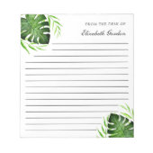 Bloc-note Tropical Feuille Jungle Script Personnalisé Chic (Devant)