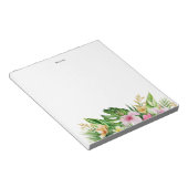Bloc-note Tropical Green Feuilles Orange Rose Fleurs Personn (Incliné)