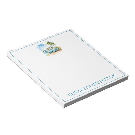 Bloc-note Tropical Island Retro Blue Bus (Incliné)