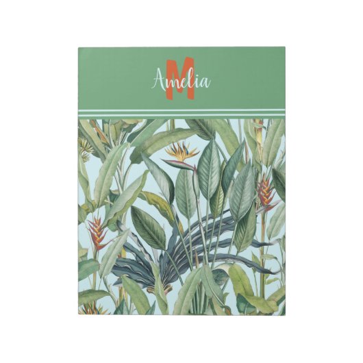 Bloc-note Tropical Jungle Banana Tree Strelitzia Monogramme (Tourné)