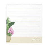 Bloc-note Tropical Medinilla Fleur Jaune Nom Vase Lined (Devant)