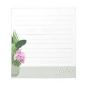 Bloc-note Tropical Medinilla Flower Green Vase Nom Lined (Devant)