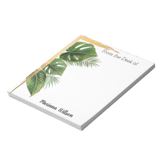 Bloc-note Tropical Palm From the Desk of, Personalized (Tourné)