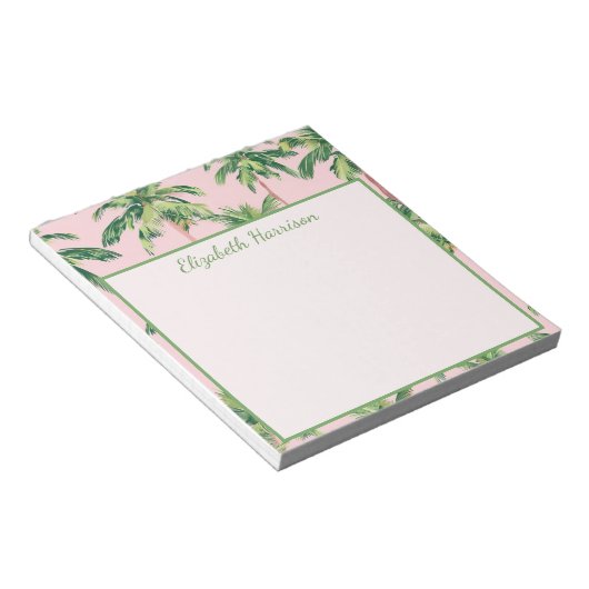 Bloc-note Tropical Palm Trees on Pink Personalized (Incliné)