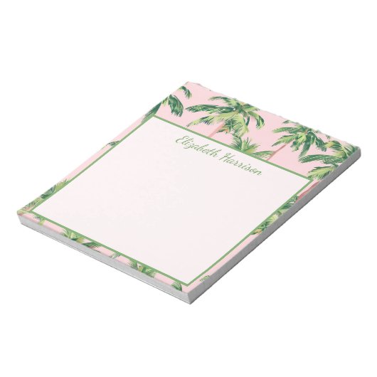 Bloc-note Tropical Palm Trees on Pink Personalized (Tourné)