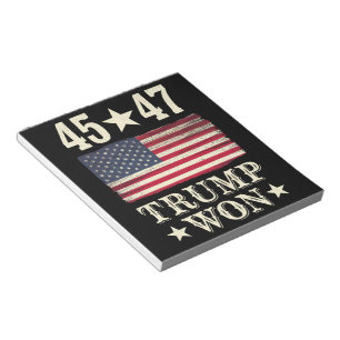 Bloc-note Trump a gagné 2024 45 47e président drapeau États-