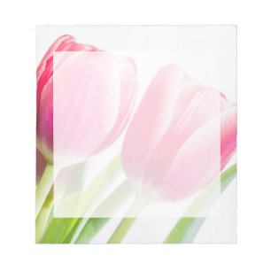 Bloc-note Tulipes roses avec Feuille vert photo