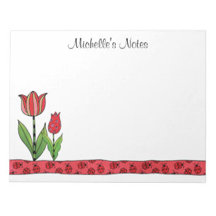 Bloc-note Tulipes rouges Personnalisées 11 x 8,5