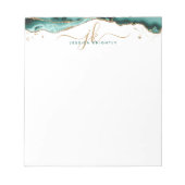 Bloc-note Turquoise Agate Géode Script Monogramme Parties sc (Devant)