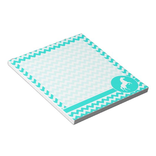 Bloc-note Turquoise, Aqua Color Chevron; Equestre (Incliné)