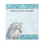 Bloc-note Turquoise Aqua Glitz Parties scintillant Unicorn (Devant)