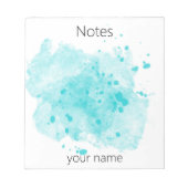 Bloc-note Turquoise Aquarelle Paint Blotter avec Votre Nom (Devant)