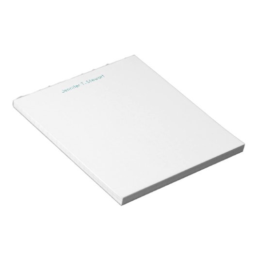 Bloc-note Turquoise & Blanc Professionnel Élégant Simple (Incliné)