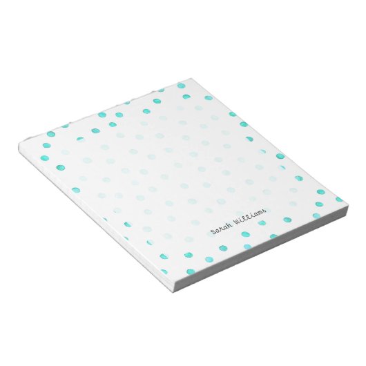 Bloc-note Turquoise bleu blanc Confetti Motif (Incliné)