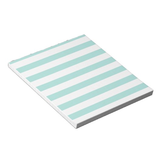 Bloc-note Turquoise clair et rayé horizontal large blanc (Incliné)