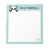 Bloc-note Turquoise Cute Panda Ours & Pâtes Ajouter Votre No (Devant)