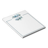 Bloc-note Turquoise et bleu aquarelle floral personnalisé (Incliné)