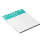 Bloc-note Turquoise sarcelle Chevron LG Monogramme de nom sa (Incliné)