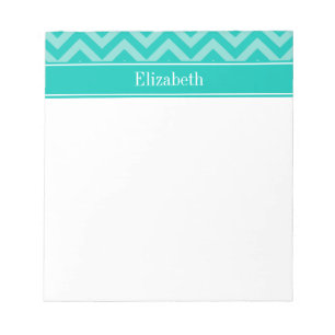 Bloc-note Turquoise sarcelle Chevron LG Monogramme de nom sa