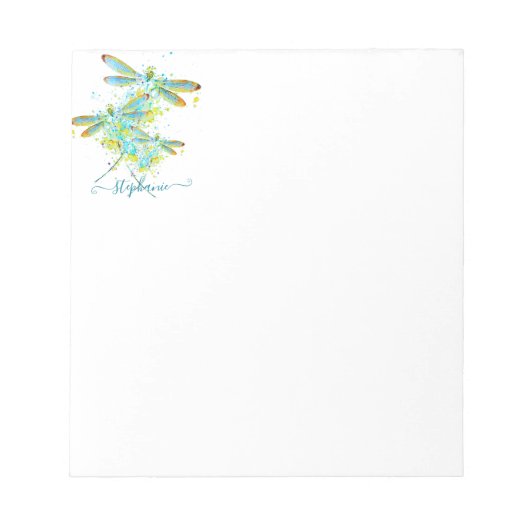 Bloc-note Turquoise Splatter Dragonfly personnalisée (Devant)