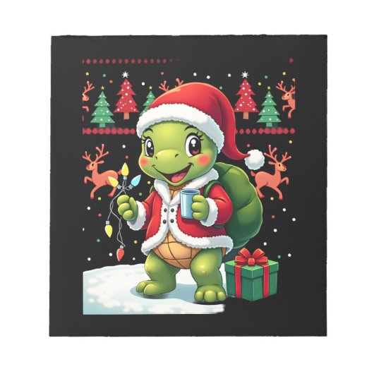 Bloc-note Turtle Xmas Lights Ugly Santa Turtle Christmas Tan (Devant)