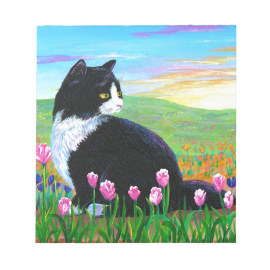 Bloc-note Tuxedo Cat Tulips Créationarts (Devant)