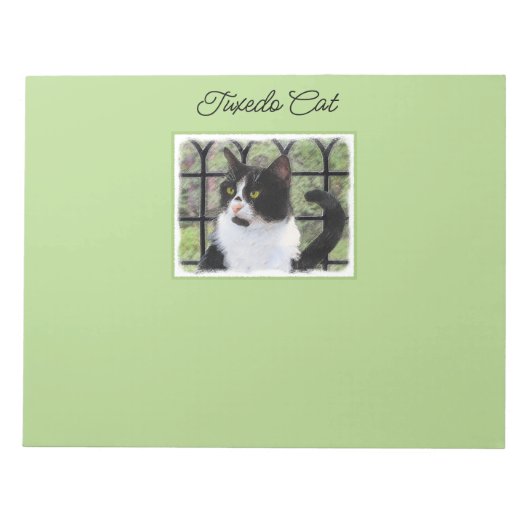 Bloc-note Tuxedo Chat dans la peinture de fenêtre Art animal (Devant)