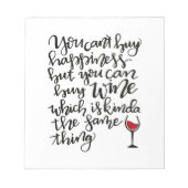 Bloc-note Typographie Cute Humour à vin (Devant)