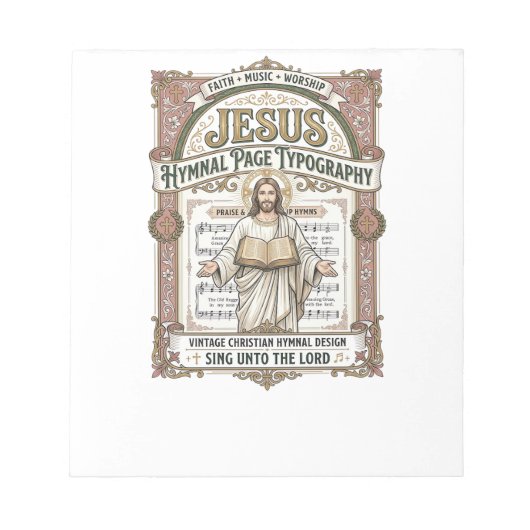 Bloc-note Typographie de la page de l'hymne de Jésus Page de (Devant)