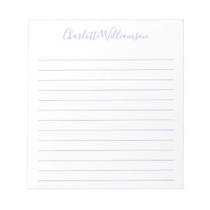Bloc-note Typographie de script Nom personnalisé Lilac Lined