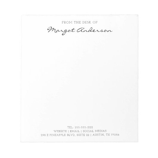 Bloc-note Typographie de script personnalisée | À partir du  (Devant)