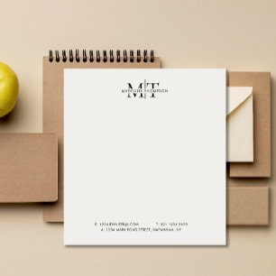 Bloc-note Typographie moderne Monogramme noir blanc affaires