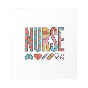 Bloc-note Typographie vintage d'infirmière icône médicale co