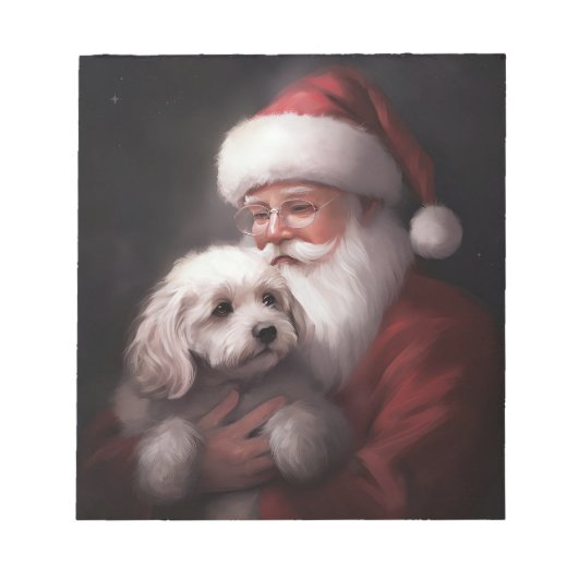 Bloc-note Un caniche au Père Noël Festif (Devant)
