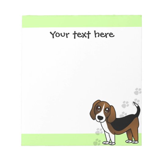 Bloc-note Un mignon Beagle caricaturiste chien sur vert avec (Devant)