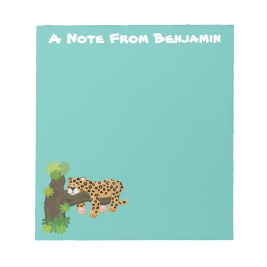 Bloc-note Un mignon léopard dormant dans un arbre dessin ani (Devant)