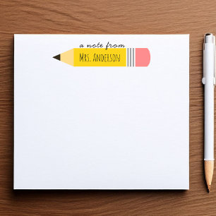 Bloc-note Un mot de la part du crayon de l'enseignant