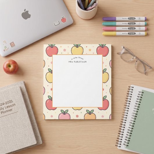 Bloc-note Un mot de Teacher Apple Pattern Notepad