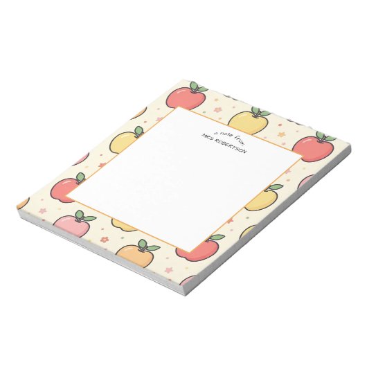 Bloc-note Un mot de Teacher Apple Pattern Notepad (Tourné)