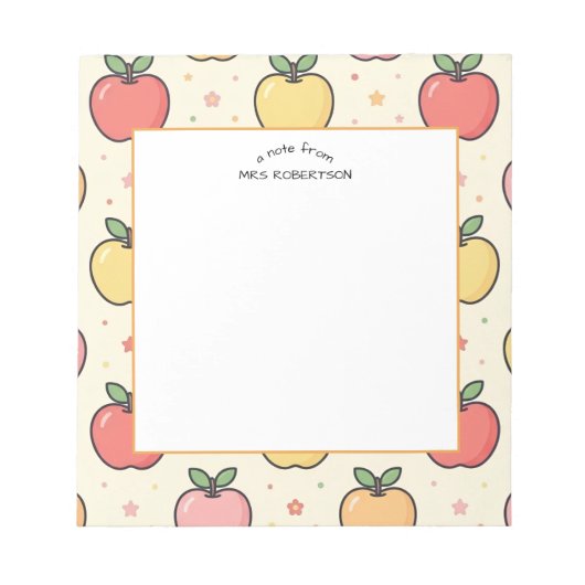 Bloc-note Un mot de Teacher Apple Pattern Notepad (Devant)