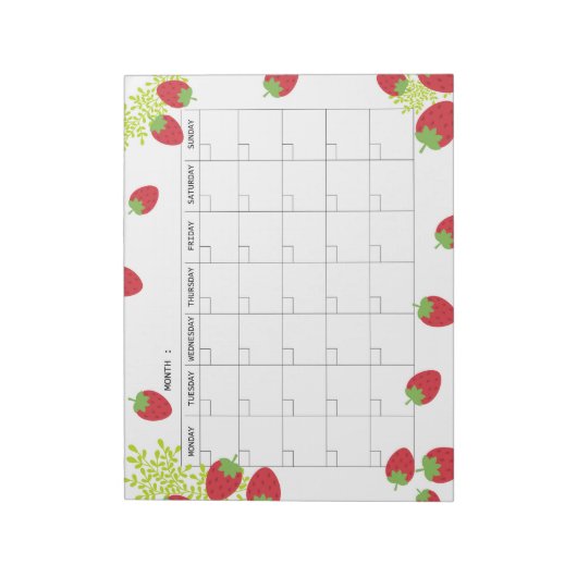 Bloc-note Undated Minimal Strawberry Monthly Planner  (Tourné)