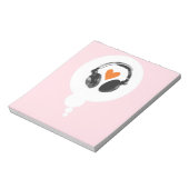 Bloc-note Une bulle de pensée avec coeur et casque (Tourné)