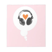 Bloc-note Une bulle de pensée avec coeur et casque (Devant)